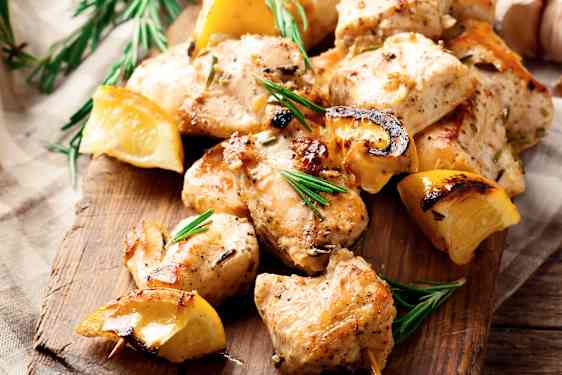 Närbild på souvlaki