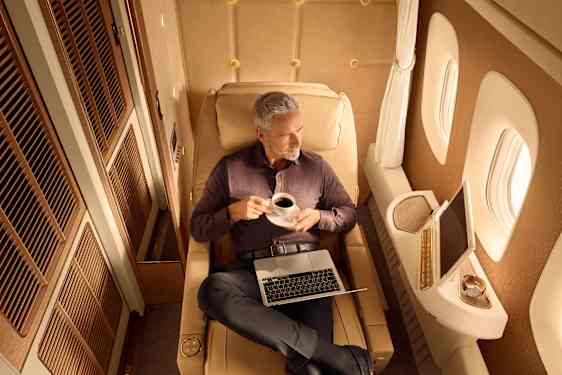 Första klass stol ombord på Emirates