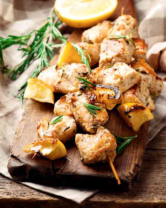 Närbild på souvlaki