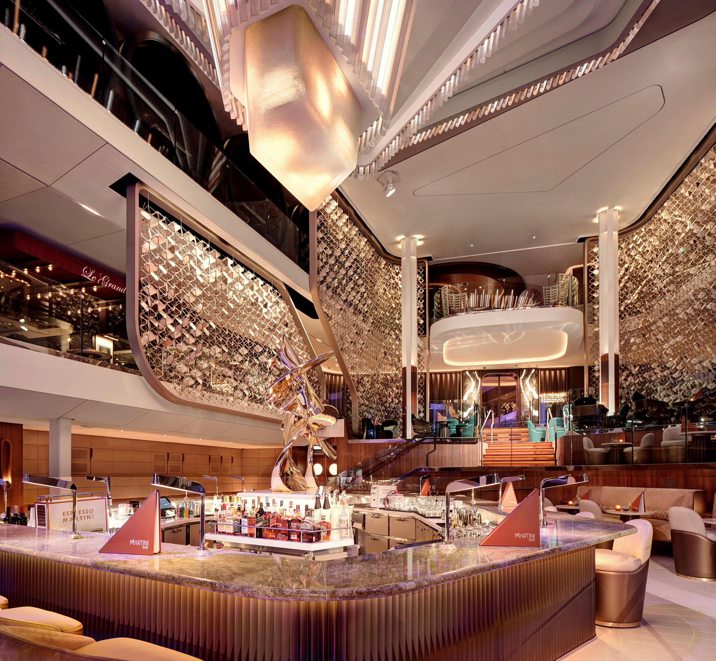 Modern hotellfoajé med bar och elegant inredning. (AI-genererad text)