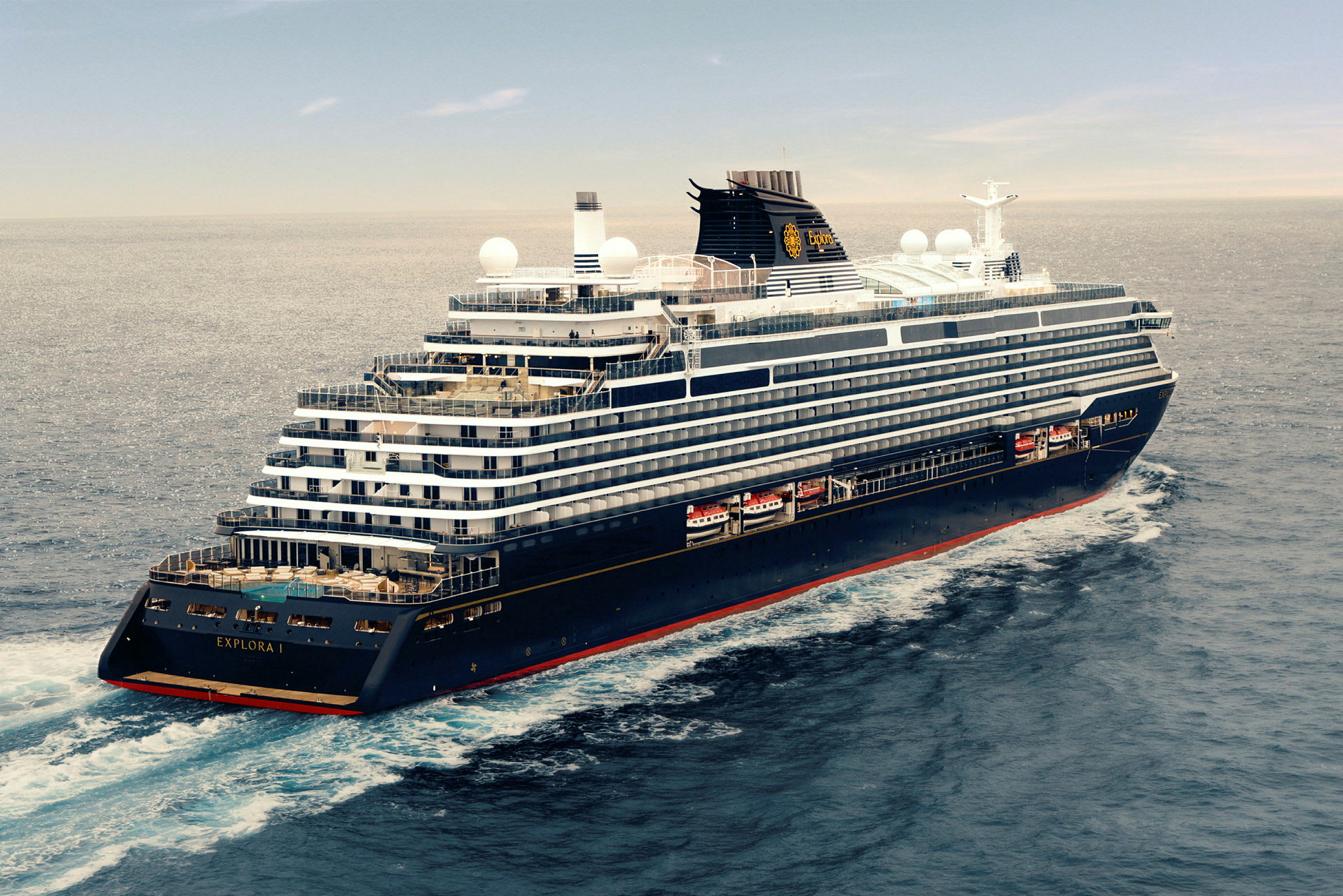 Bild på ett kryssningsfartyg på havet. (AI-genererad text)