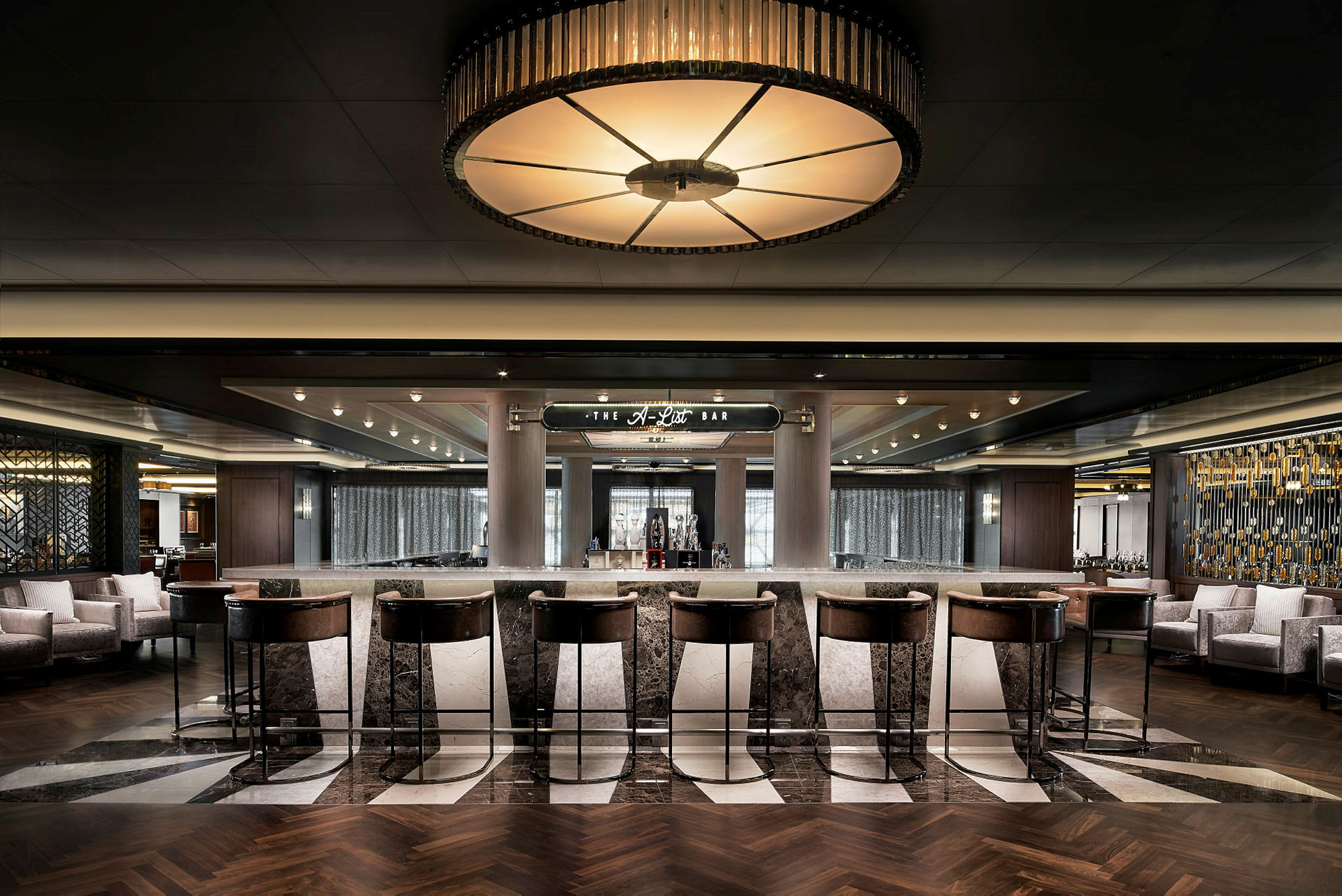 En elegant bar med moderna inredningsdetaljer. (AI-genererad text)